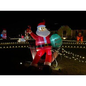 🆕10FT Christmas Inflatable Santa Outdoor Gift Bag Blow up LED Decorations